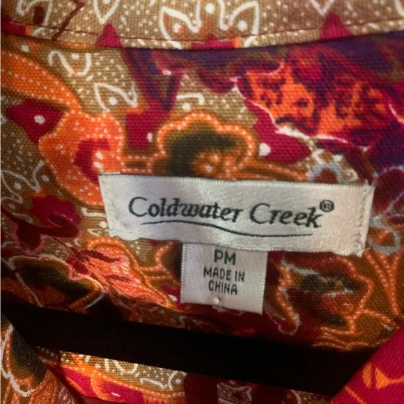 Coldwater Creek Orange Floral Zipper Jacket - Picture 3 of 3